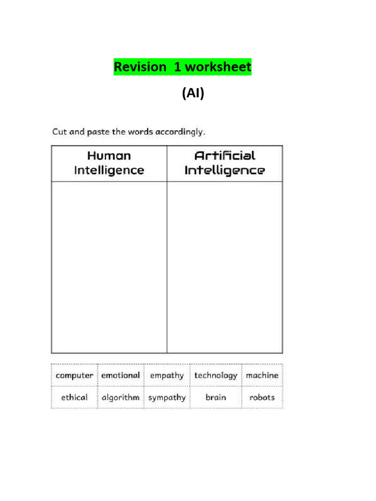 Revision 1 Worksheet Ai | PDF