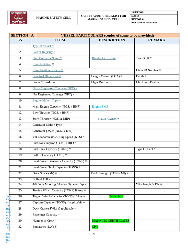 Revised Appendix C-10 Marine Audit Checklist-22!09!2023-Marine Safety ...
