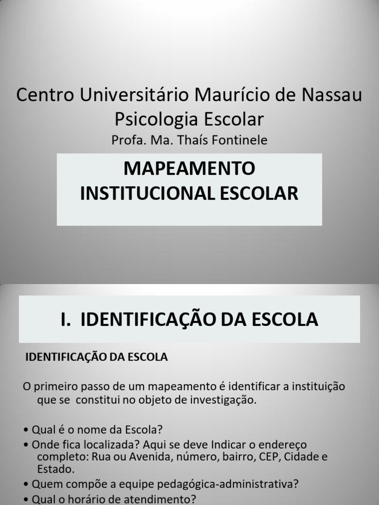 Mapeamento Institucional Escolar | PDF | Pedagogia | Escolas