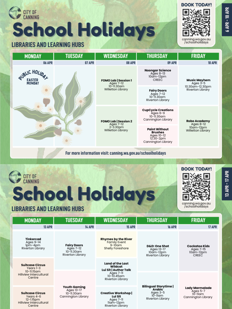 School Holidays Libraries April 2026 | PDF