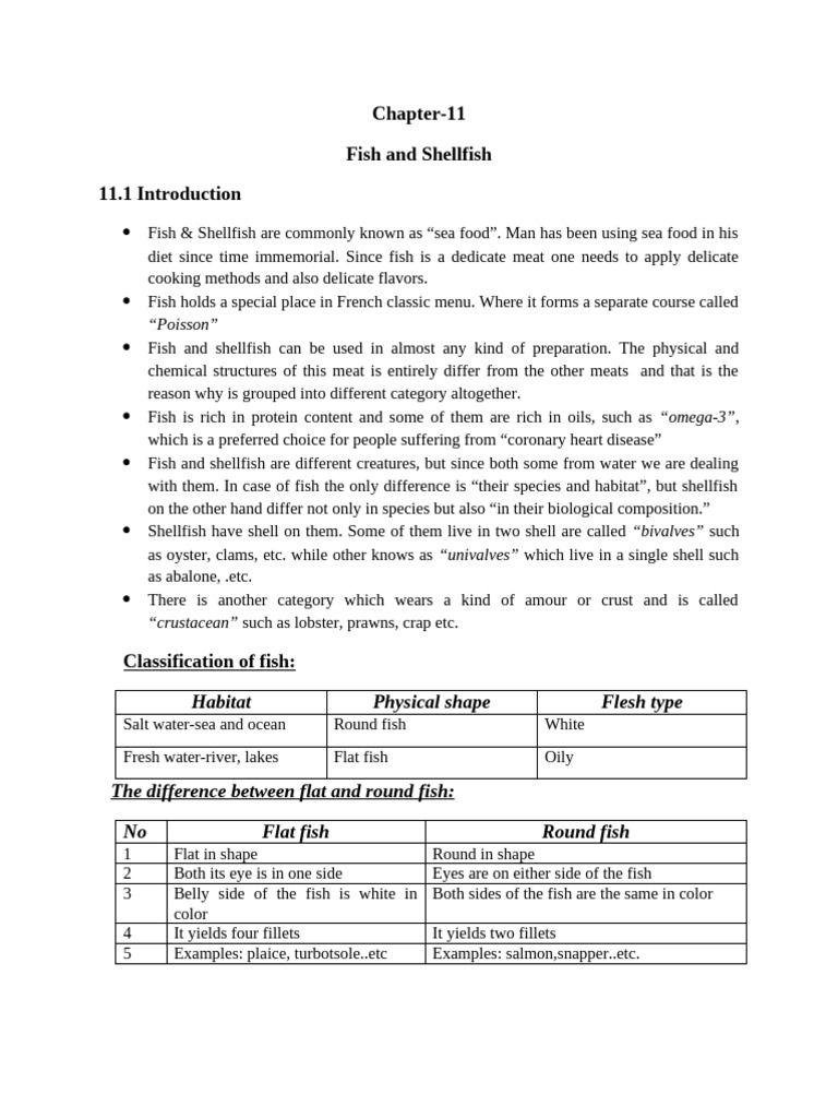 F&B Chapter-11 Fish and Shellfish | PDF