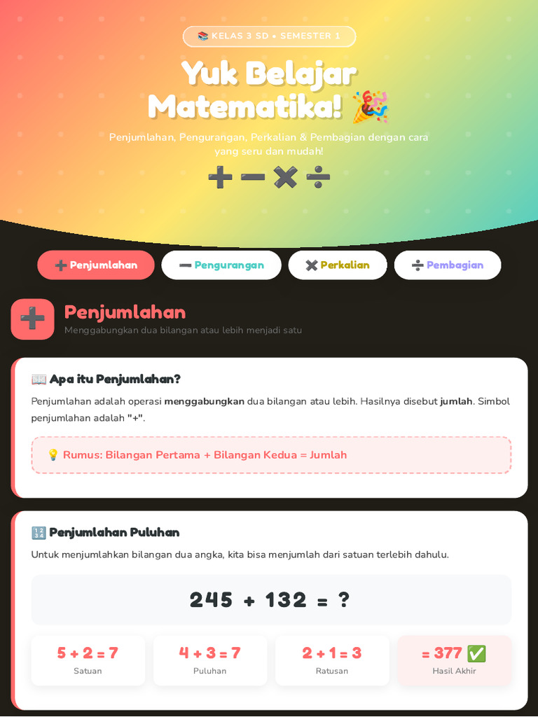Modul Ajar Matematika Kelas 3 SD PENJUMLAHAN | PDF