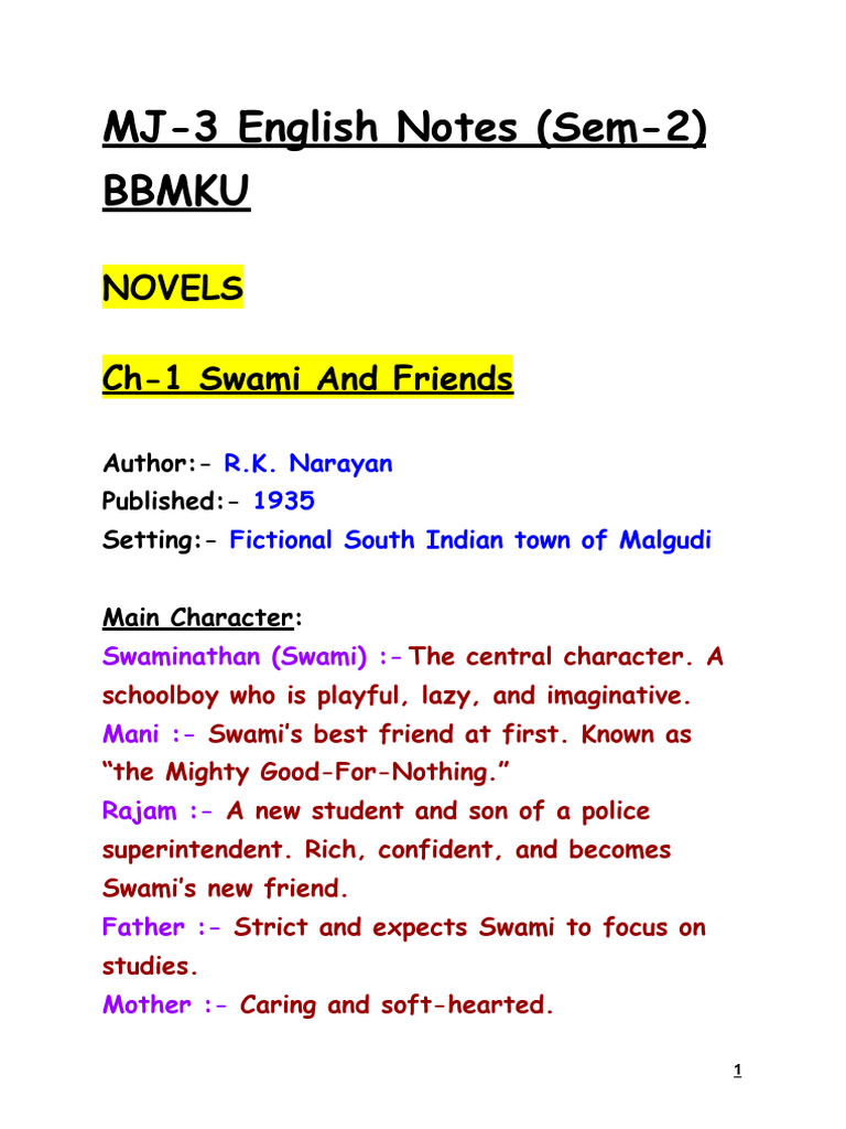 MJ-3 English Notes (Sem-2) BBMKU (Part-1) | PDF