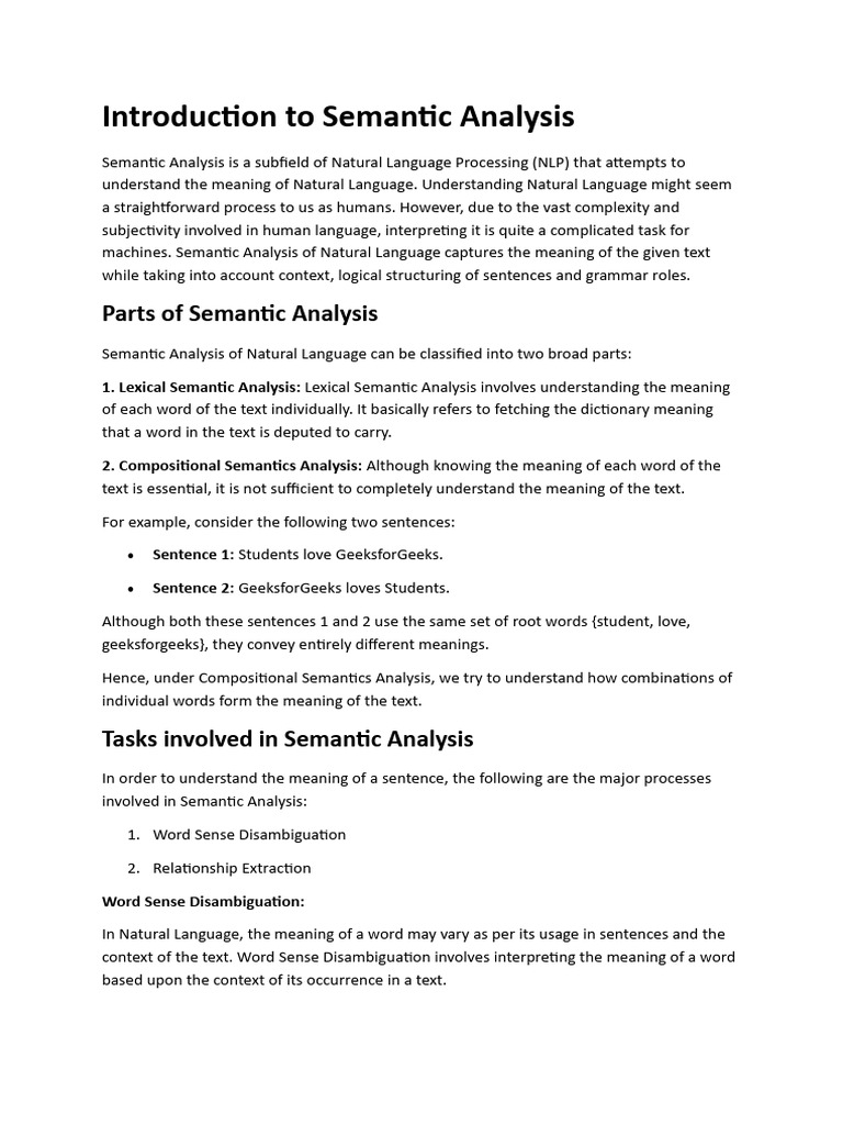 3.1 Introduction to Semantic Analysis | PDF | Semantics | Word