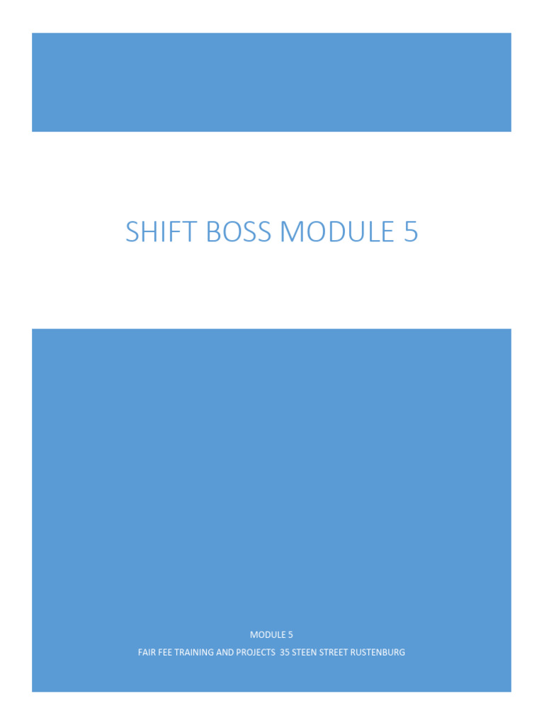 Shift Boss Module 5 Specific Outcome 5 | PDF | Regulatory Compliance ...