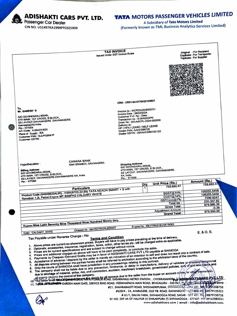 Car Invoice | PDF