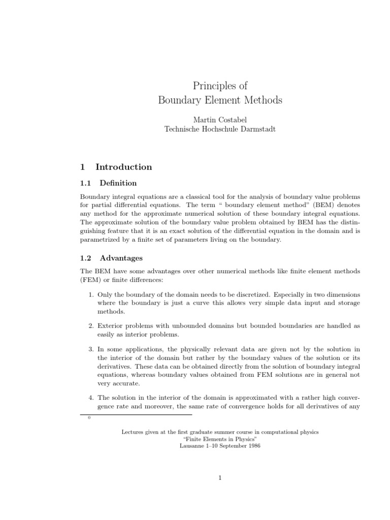 Principles of Boundary Element Methods | PDF | Finite Element Method ...