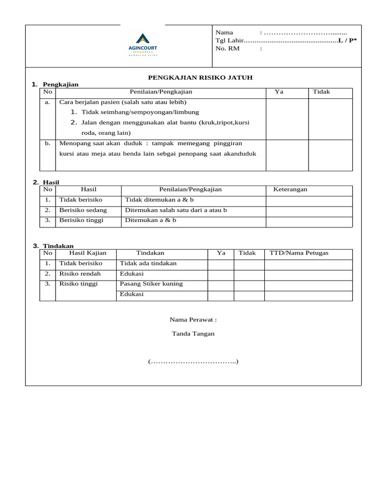 Form Pengkajian Resiko Jatuh Ok | PDF