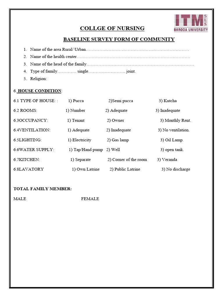 Baseline Survey Form of Community (2) | PDF