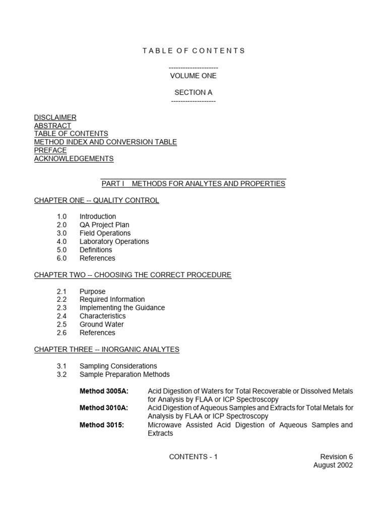 TABLE OF CONTENTS - VOLUME ONE | PDF