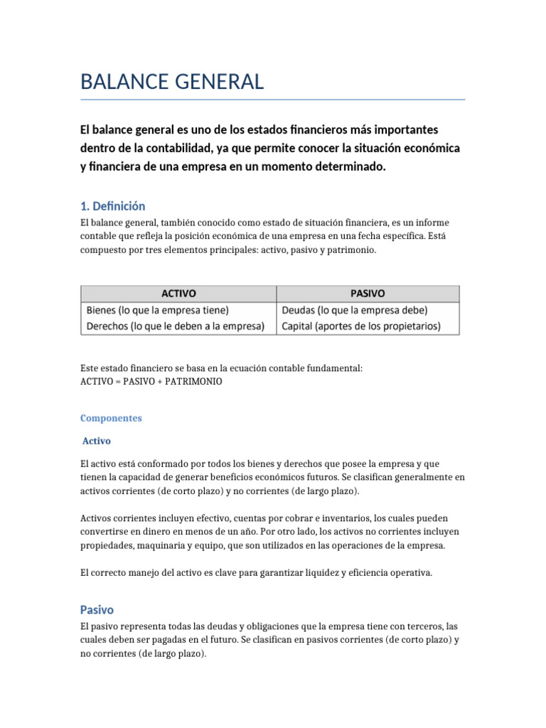 Balance General Detallado | PDF | Estado financiero | Hoja de balance