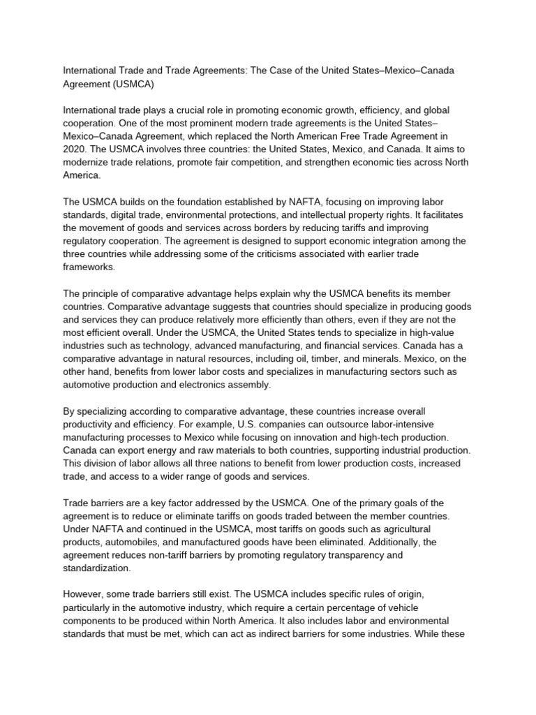 International Trade and Trade Agreements- The Case of the United States ...