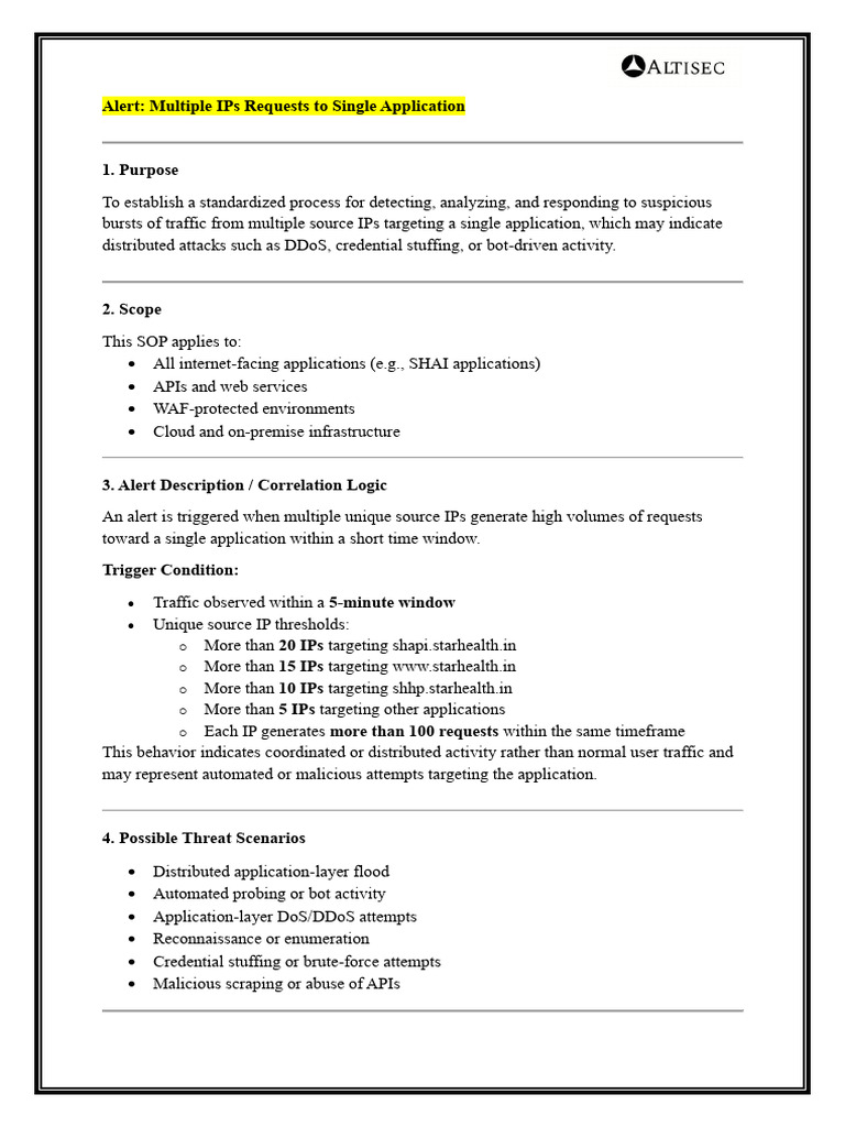 SOP_Multiple IPs Requests to Single Application | PDF