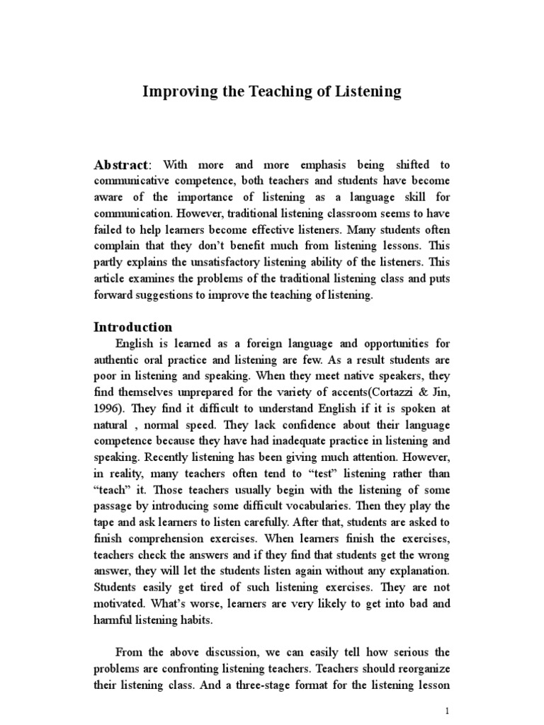 Enhancing Listening Comprehension Skills | PDF