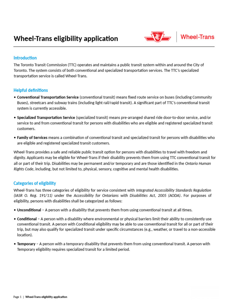 Wheel-Trans Eligibility Application Max Tepper 2026 | PDF