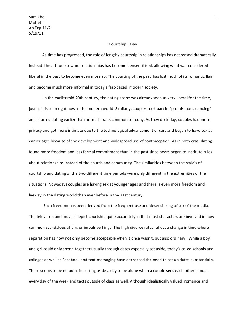 two paragraph essay about courtship
