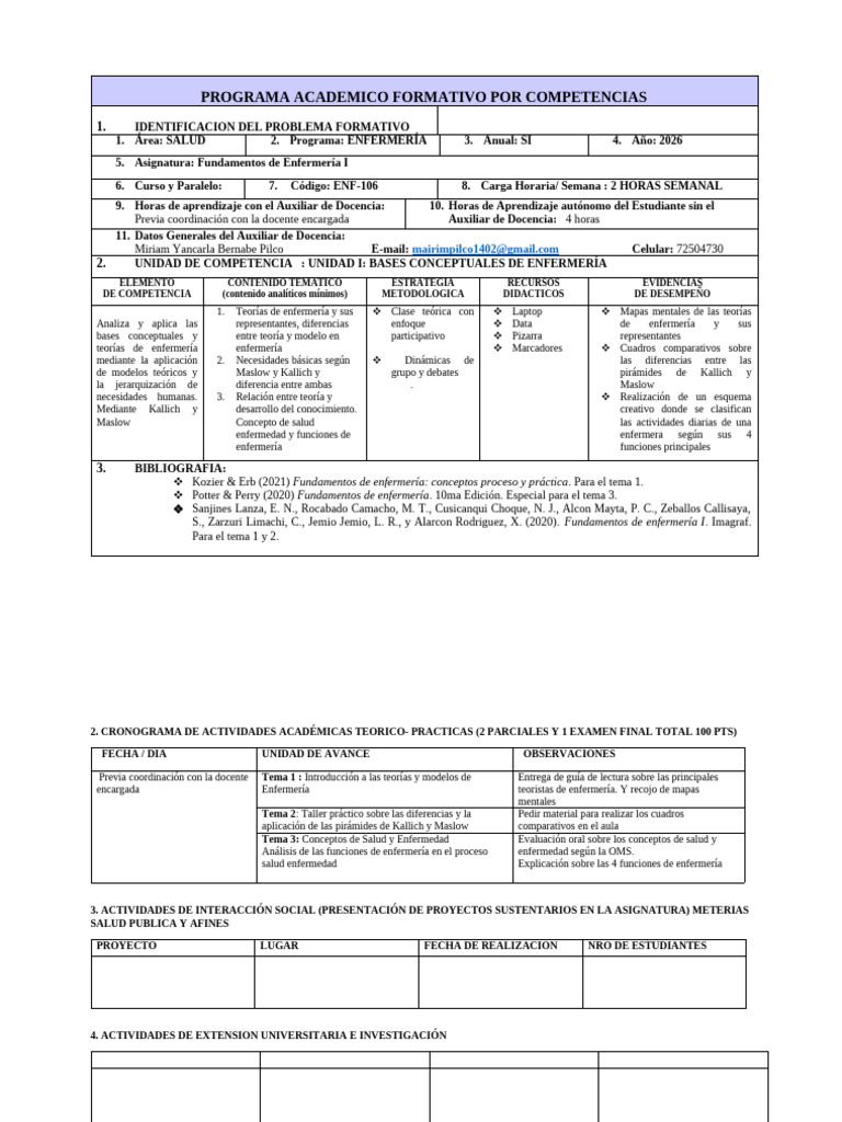 Programa Academico Formativo Por Competencias | PDF