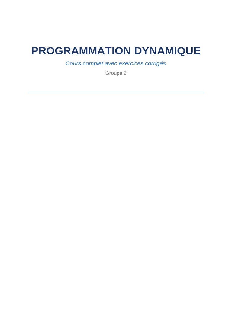 Programmation Dynamique Complet | PDF