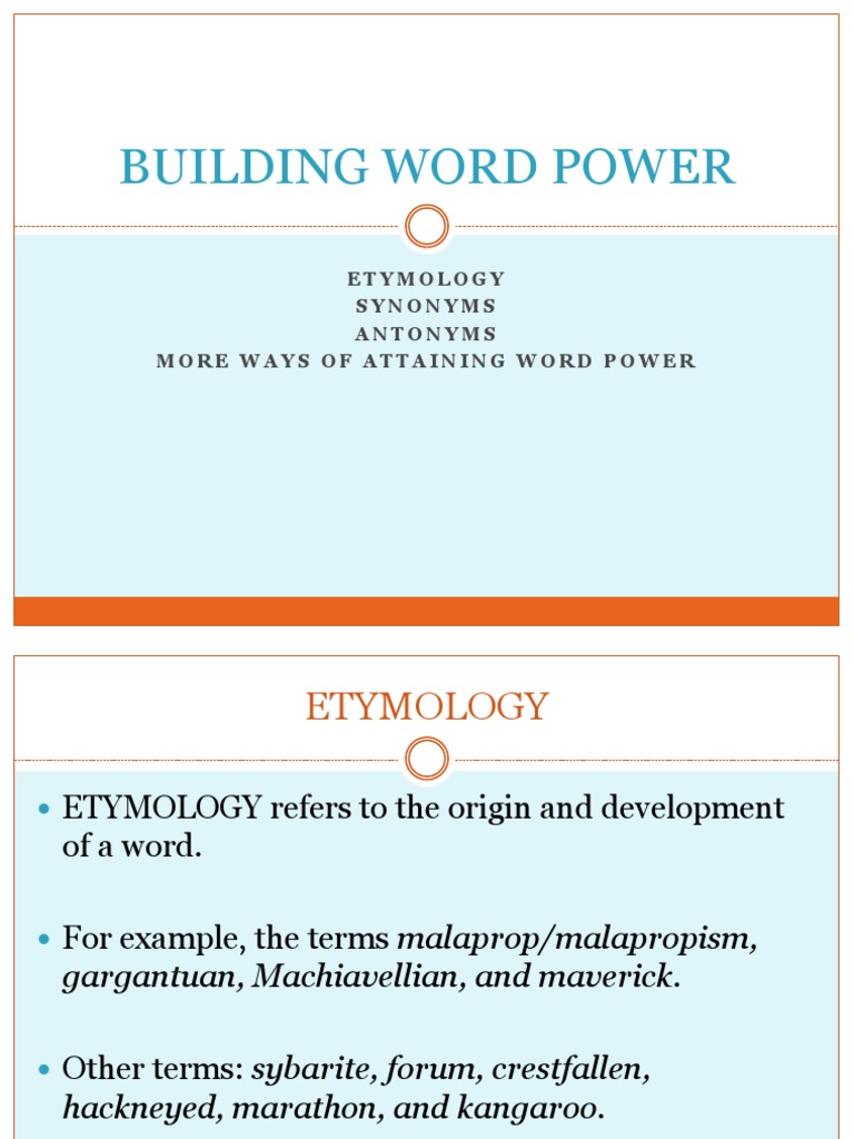 Comm 1 Lecture Building Word Power | PDF | Lexicology | Vocabulary