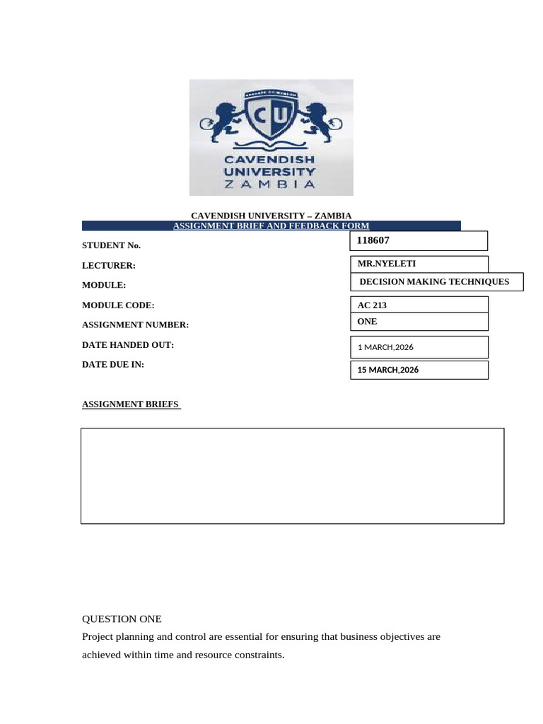 DECISION MAKING ASSIGNMENT 2026 | PDF