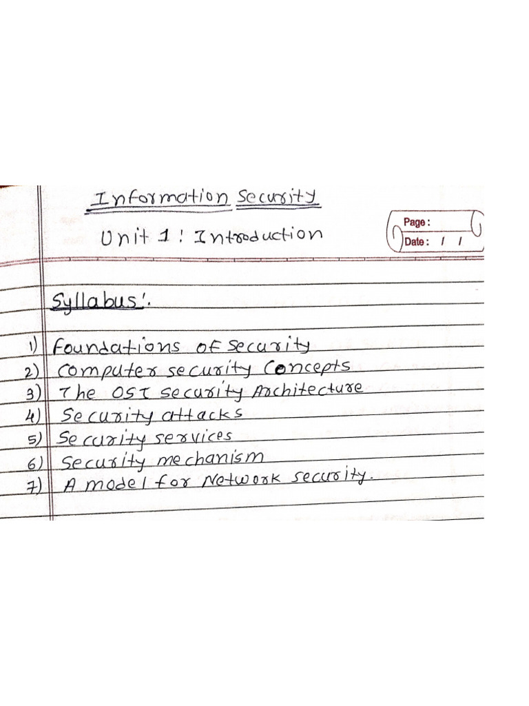 IS Unit I Notes | PDF
