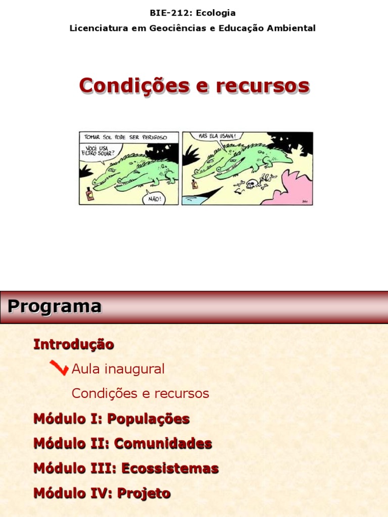 Condições e Recursos | PDF | Ecologia | Nicho ecológico