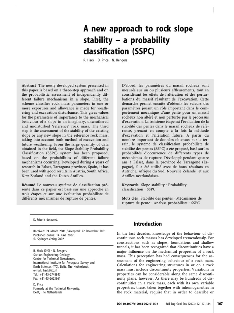 2003 a New Approach to Rock Slope Stability – a Probability ...