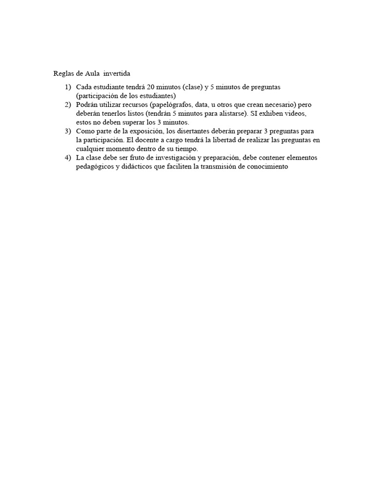 Reglas de Clases Invertidas | PDF