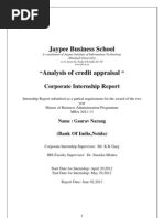 Download Summer Internship Project Report on Analysis of Credit Appraisal at Bank of India by Gaurav Narang SN102326408 doc pdf