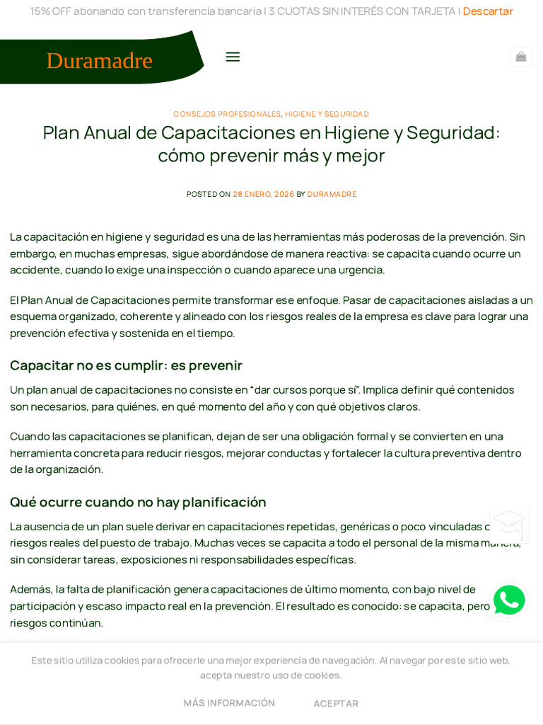 Plan Anual de Capacitaciones en Higiene y Seguridad | PDF