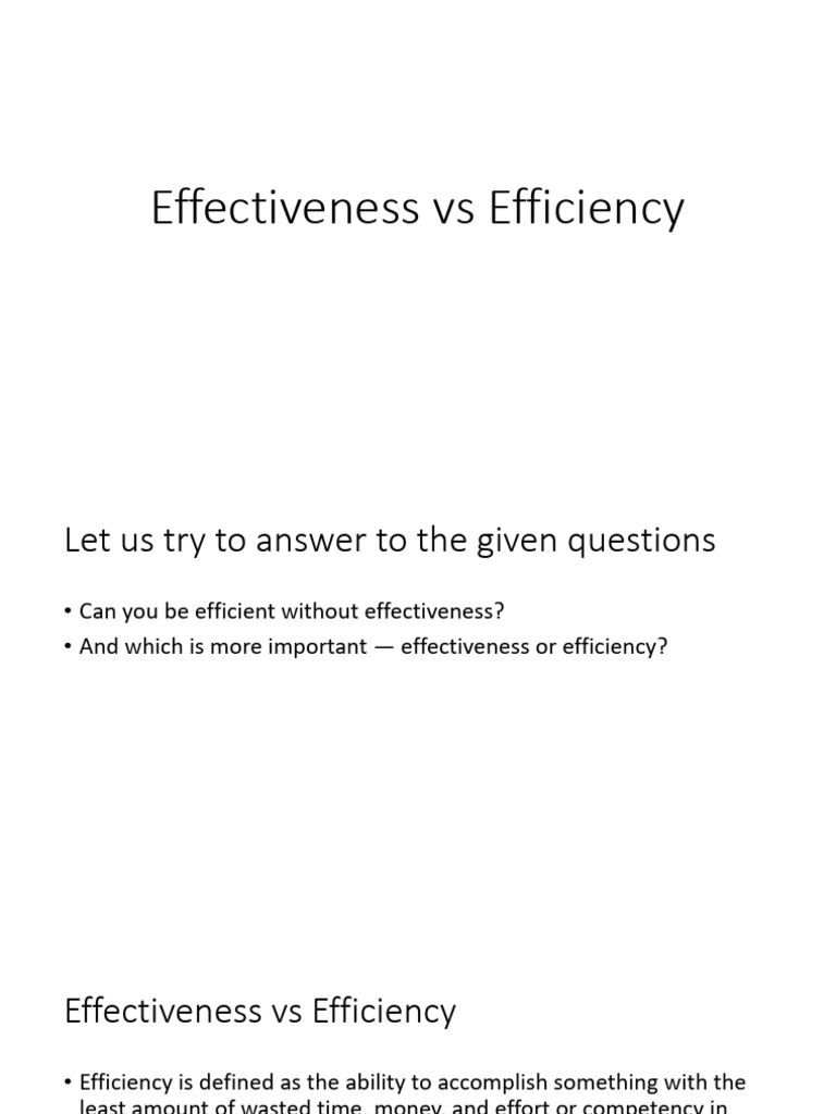 2 Effectiveness vs Efficiency | PDF | Efficiency | Economies