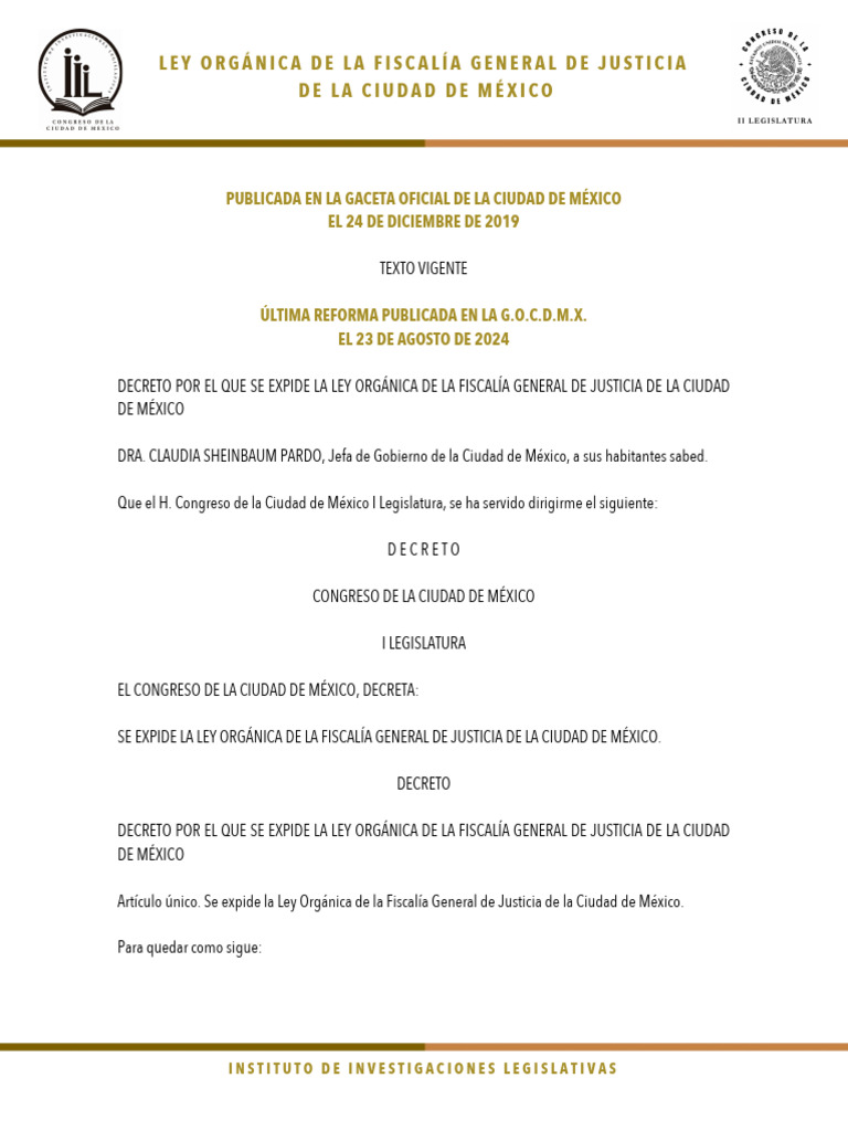 Ley Orgánica de La Fiscalía General de Justicia | PDF