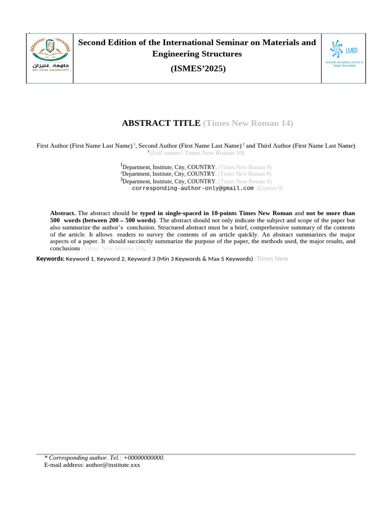 Template Abstract ISMES 2027 | PDF