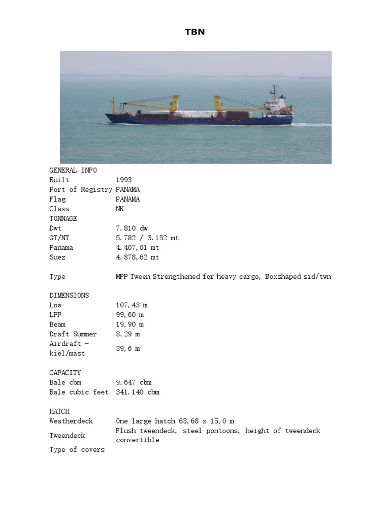 Container Ship r for Tc - Tbn | PDF
