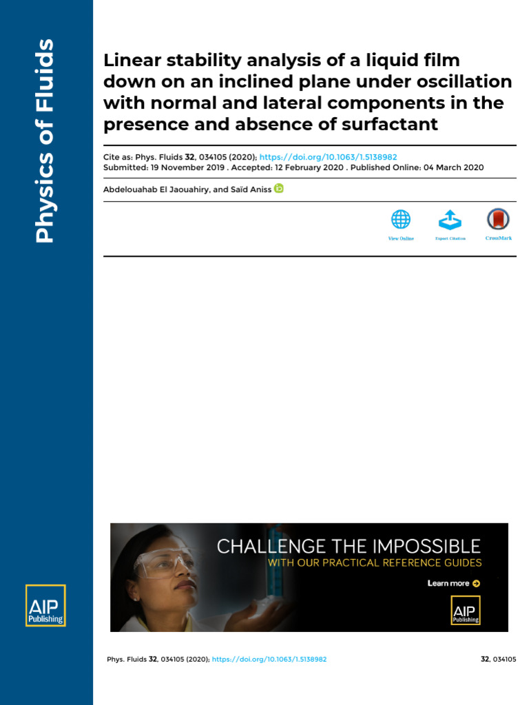 Linear Stability Analysis of a Liquid Film | PDF