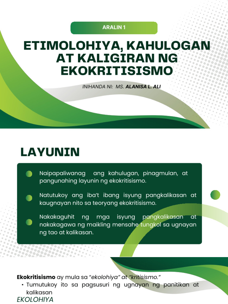 LIN 1 Etimolohiya Kahulohan at Kaligiran Ng Ekokritisimo 1 | PDF