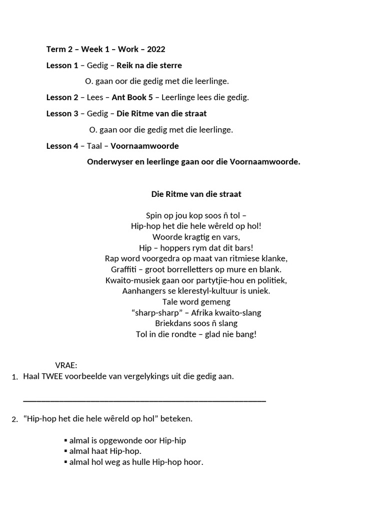 Term 2 - Week 1 - Work - 2022 | PDF
