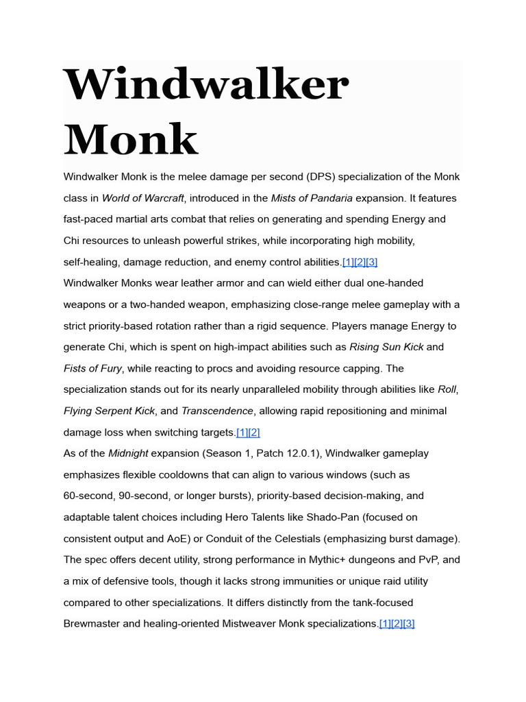Windwalker Monk | PDF