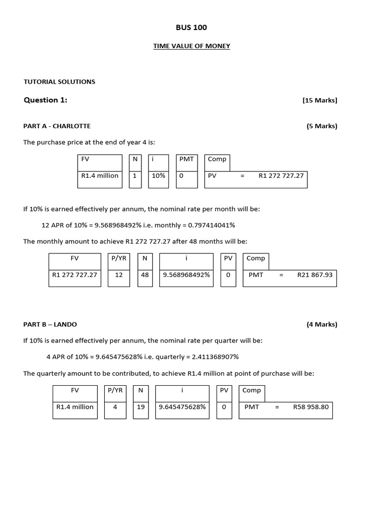 Tutorial Solution (TVM) | PDF