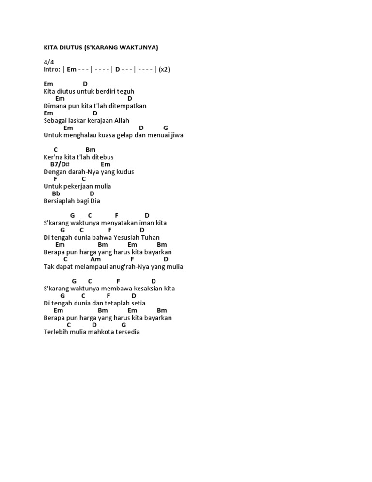 Lirik dan Chord "Kita Diutus" | PDF