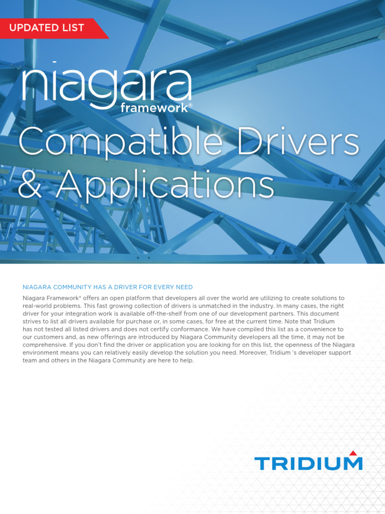 Niagara Compatible Drivers and Applications List' | PDF