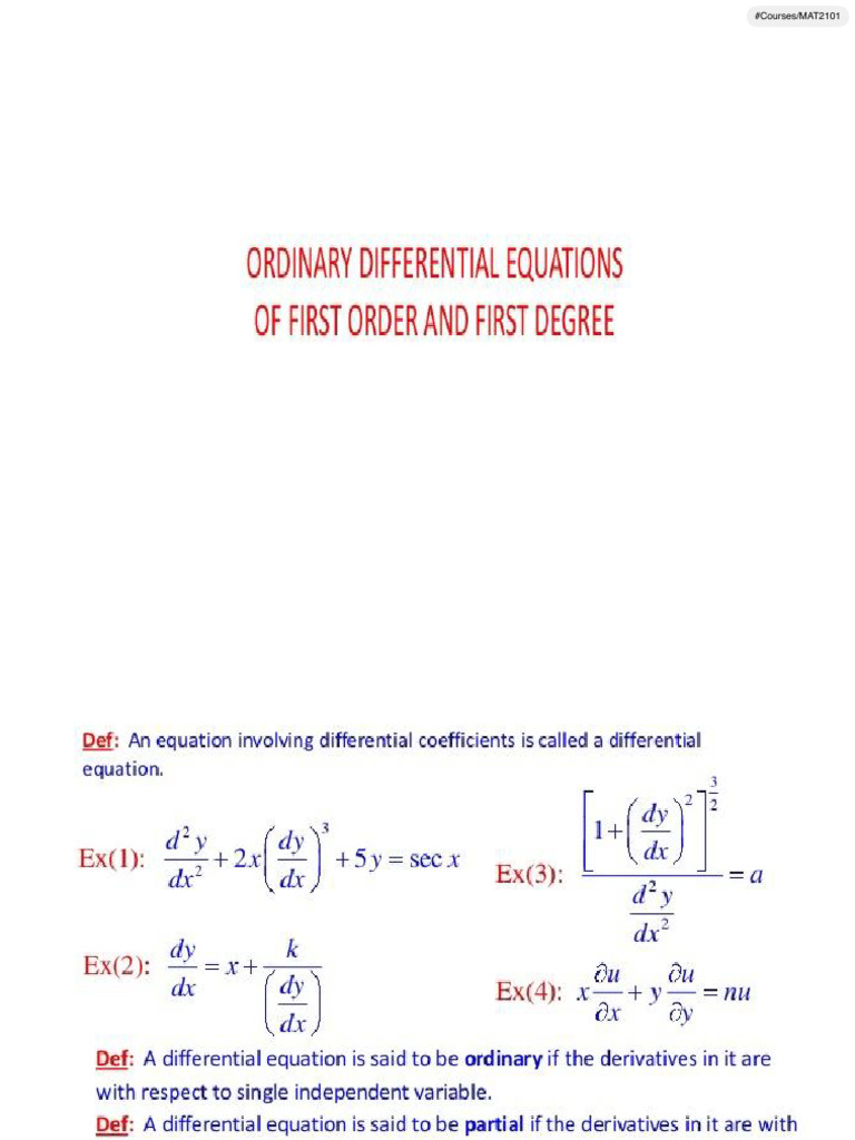 2.1 First-Order Differential Equations | PDF