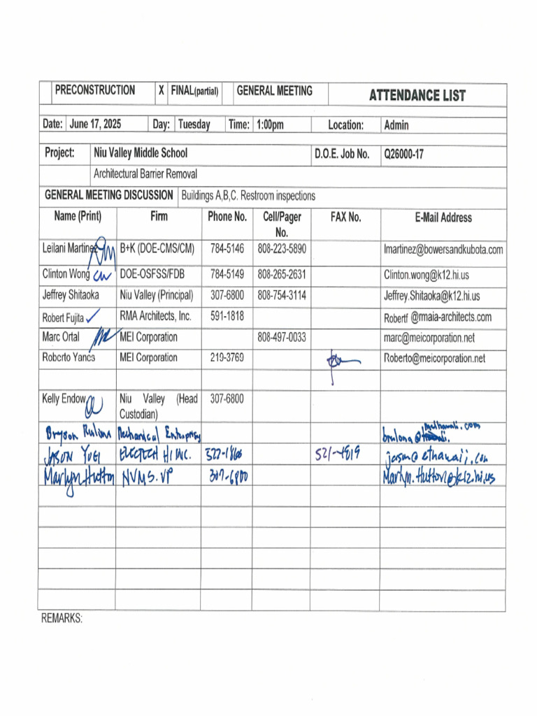 Partial Inspection Punch List 2025-06-17 | PDF