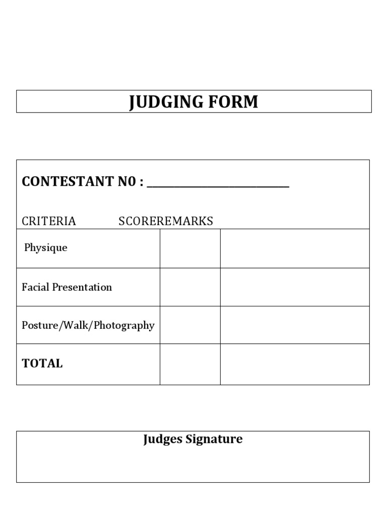 Contestant Judging Form Template | PDF | Career & Growth | Business