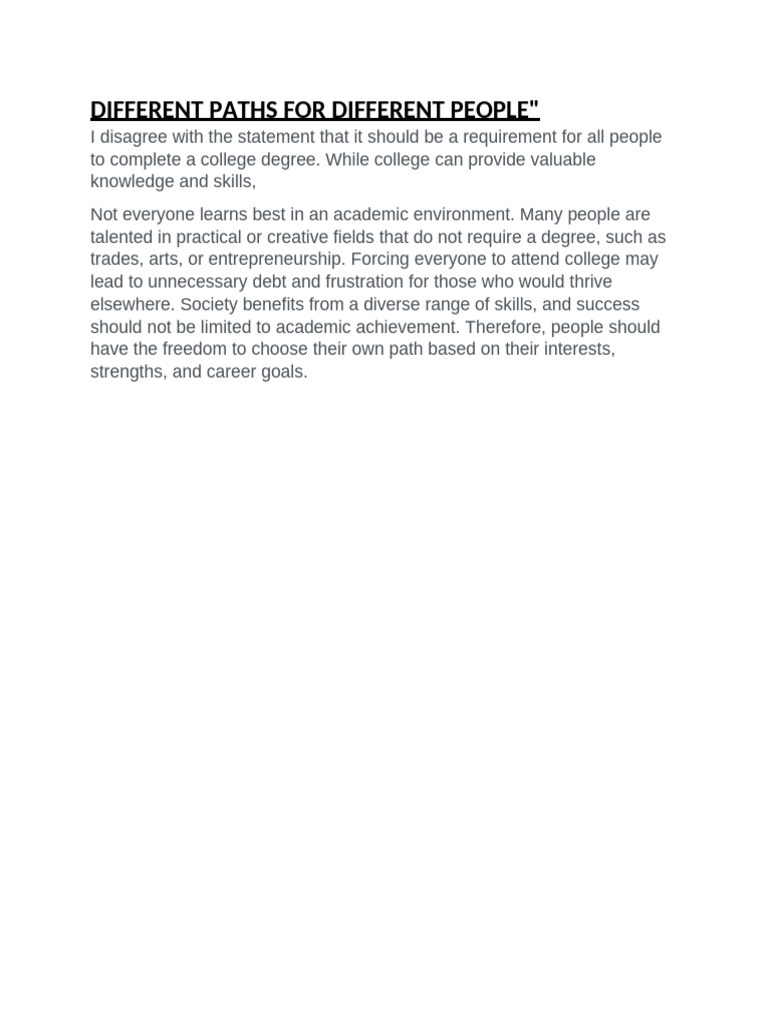 Different Paths for Different People | PDF