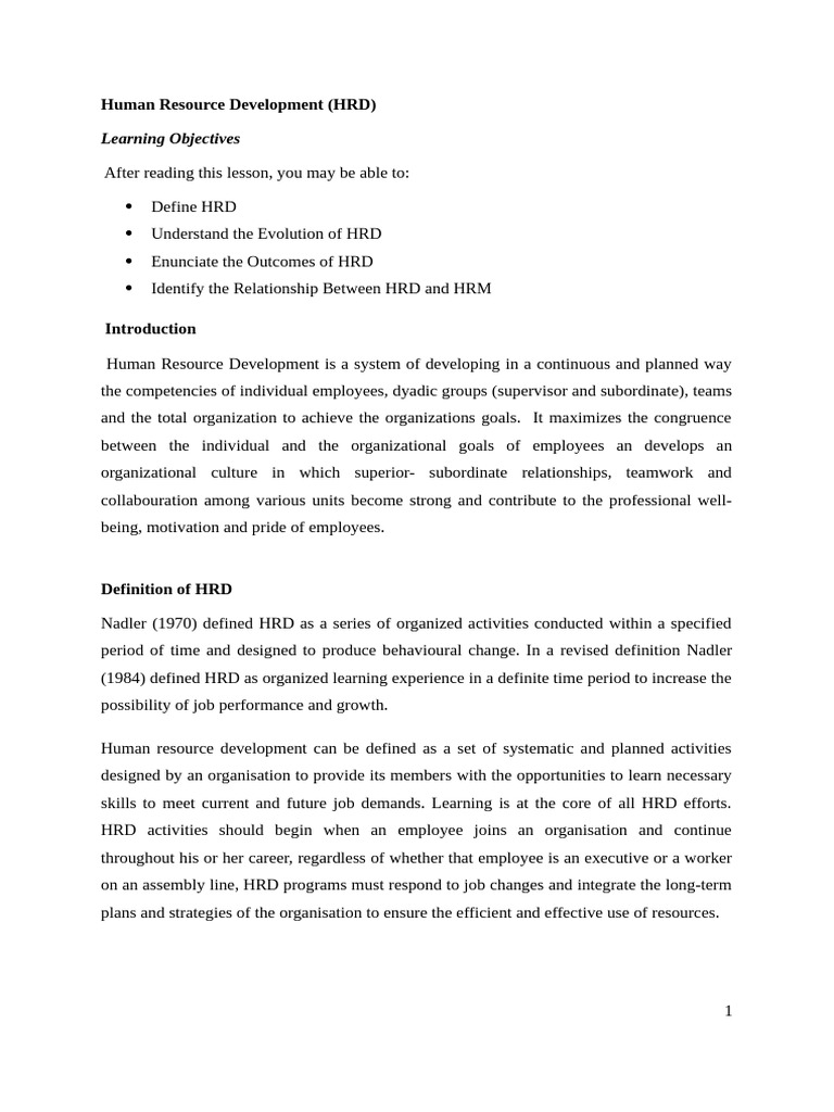 Human Resource Development (Handout) | PDF | Apprenticeship | Human ...