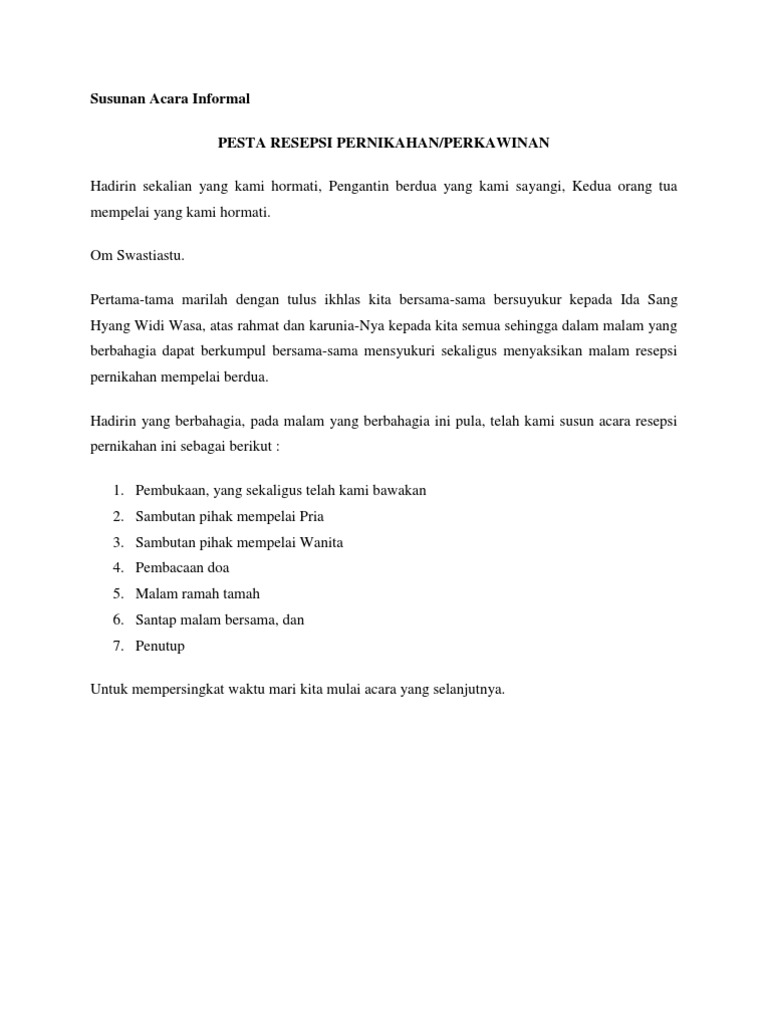Susunan Acara Formal Dan Informal Docx