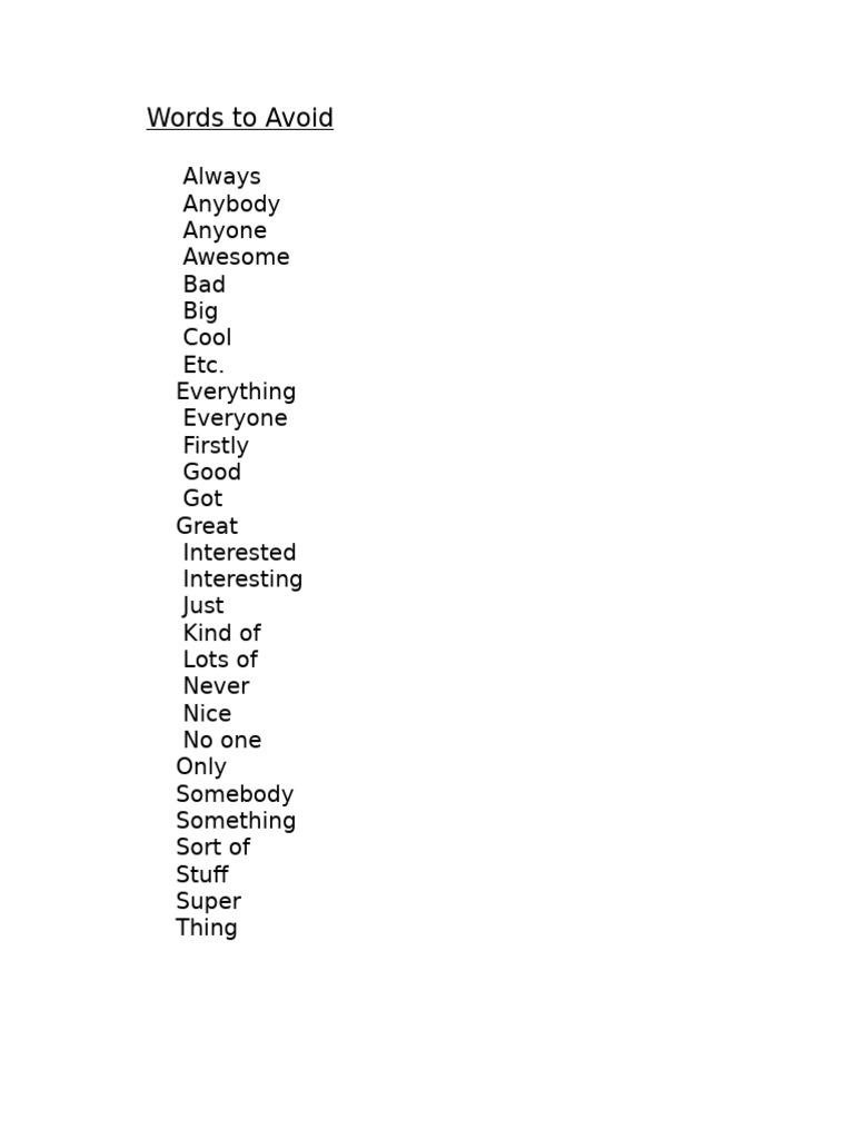 Words to Avoid-1.Rtf | PDF