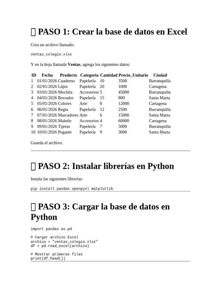 Analisis de Datos Excel y Python | PDF