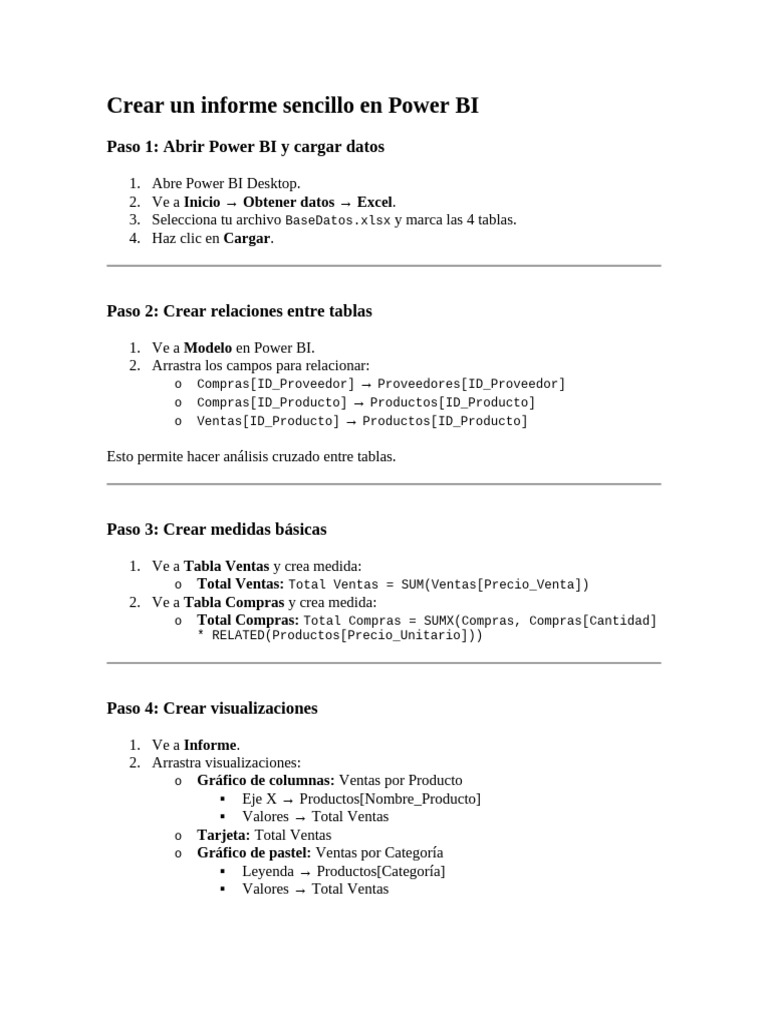 Crear Un Informe Sencillo en Power BI | PDF